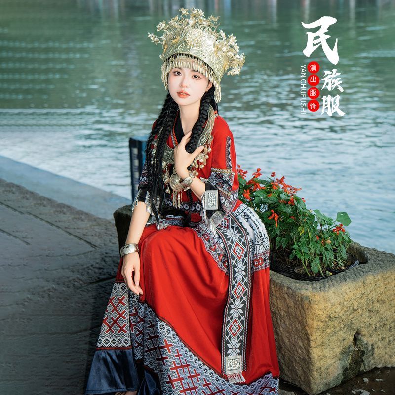 Guizhou miaozhai miao Trang Phục Múa Dân Tộc yunnan dong Cho Nữ