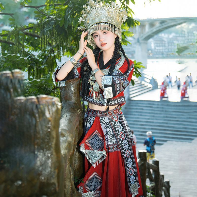 Guizhou miaozhai miao Trang Phục Múa Dân Tộc yunnan dong Cho Nữ