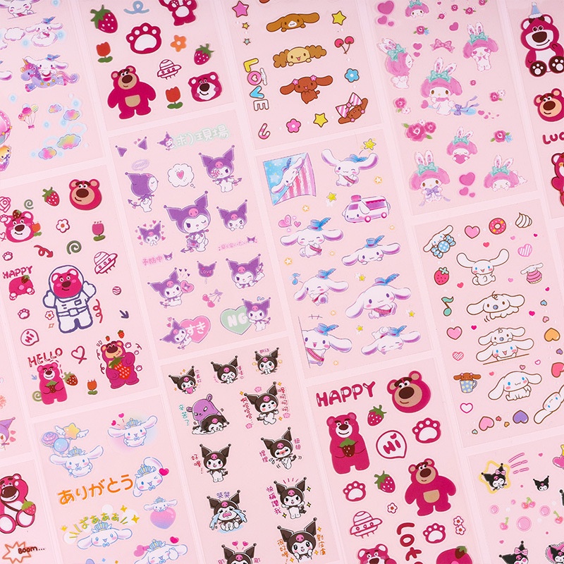 Bộ 10 Tấm sticker Trong Suốt Chống Thấm Nước Hình sanrio Dễ Thương
