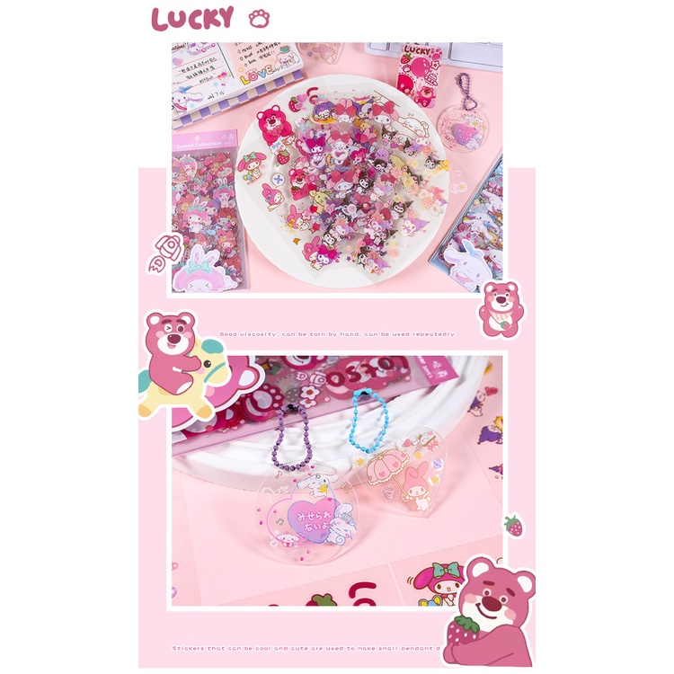 Bộ 10 Tấm sticker Trong Suốt Chống Thấm Nước Hình sanrio Dễ Thương