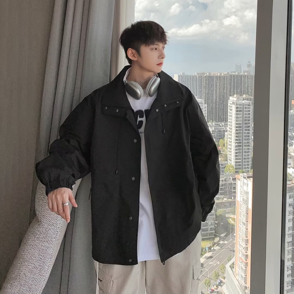 Áo Khoác polo Dài Tay Màu Trơn Thời Trang Mùa Thu Trẻ Trung Cho Nam áo khoác mát áo khoác dù unisex áo khoác nam thời trang
