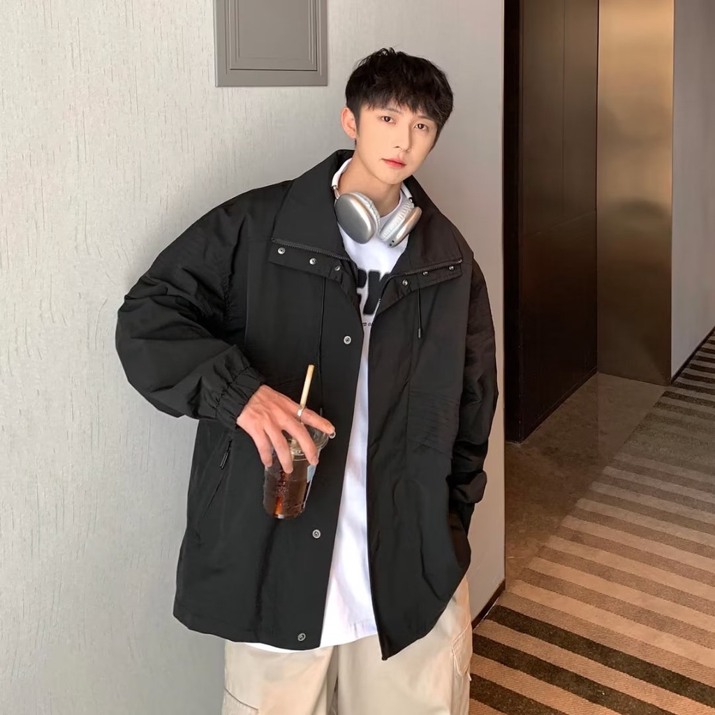 Áo Khoác polo Dài Tay Màu Trơn Thời Trang Mùa Thu Trẻ Trung Cho Nam áo khoác mát áo khoác dù unisex áo khoác nam thời trang