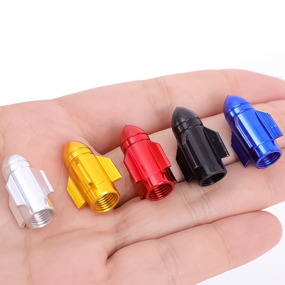 Nắp Van Bánh Xe Hơi / Xe Máy / Xe Đạp / Xe Đạp Hình Đầu Tên Lửa Bằng Hợp Kim Nhôm Chống Bụi