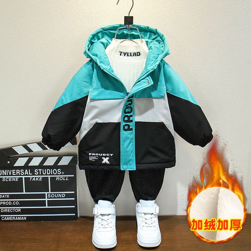 Áo khoác trẻ em Áo Khoác Đệm cotton Lót Nhung Dày Dặn Phong Cách Mới Mùa Đông Cho Bé Trai