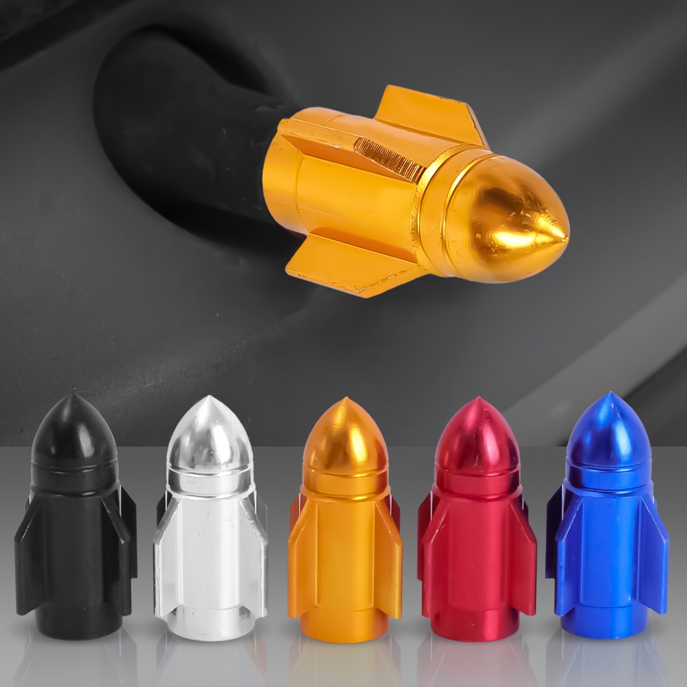 Nắp Van Bánh Xe Hơi / Xe Máy / Xe Đạp / Xe Đạp Hình Đầu Tên Lửa Bằng Hợp Kim Nhôm Chống Bụi