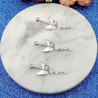 Khuyên rốn mạ bạc 925 hình bướm đính đá sang trọng