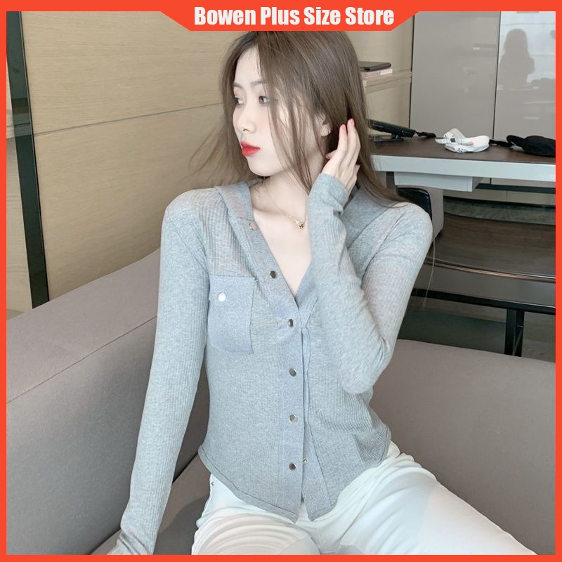 Áo Khoác cardigan Ngắn Có Mũ Trùm Màu Trơn Cỡ m-4xl Thời Trang Thu Đông Cho Nữ 40-100kg