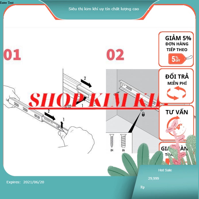 Ray trượt ngăn kéo, ray tủ 3 tầng đủ kích cỡ   màu ngẫu nhiên