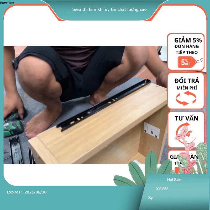 Ray trượt ngăn kéo, ray tủ 3 tầng đủ kích cỡ   màu ngẫu nhiên