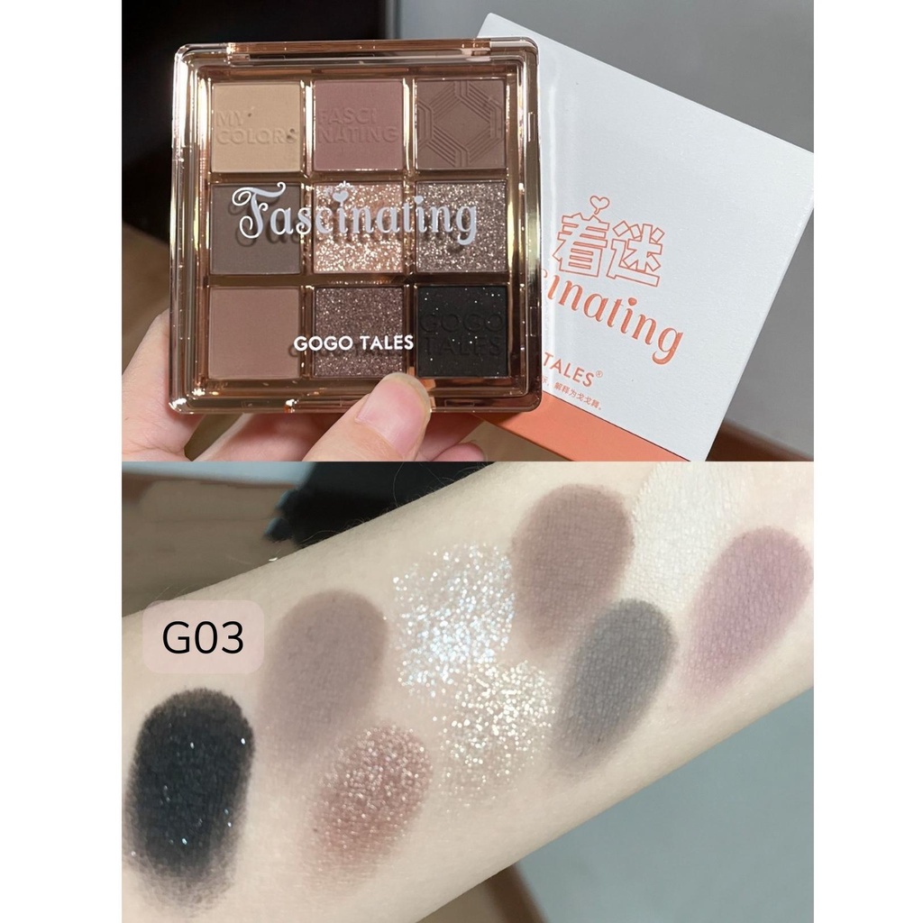 Bảng Phấn Mắt 9 Ô GOGO TALES Fascinating Glaze Tinting GT452 15.3g bảng mắt gogotales 9 màu mịn lì bắt sáng lung linh | BigBuy360 - bigbuy360.vn