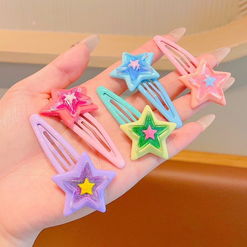 Set 2 Kẹp Tóc Hình Ngôi Sao Nhiều Màu Sắc y2k Cho Bé Gái