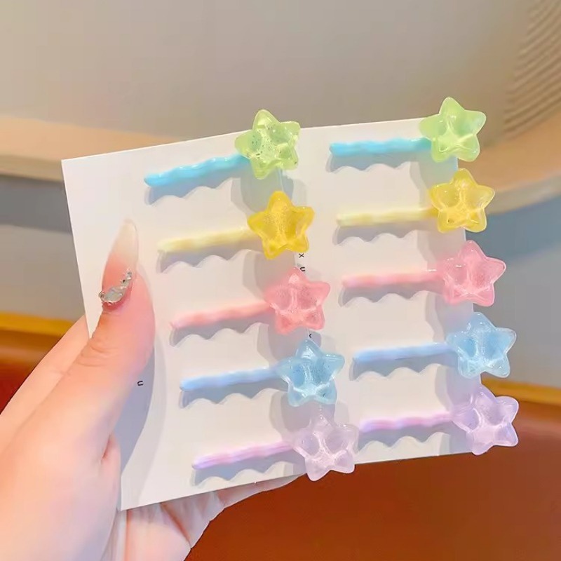 Set 2 Kẹp Tóc Hình Ngôi Sao Nhiều Màu Sắc y2k Cho Bé Gái