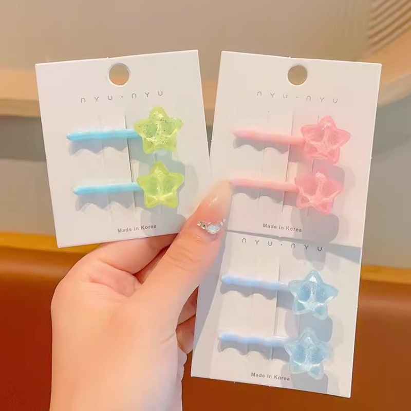 Set 2 Kẹp Tóc Hình Ngôi Sao Nhiều Màu Sắc y2k Cho Bé Gái
