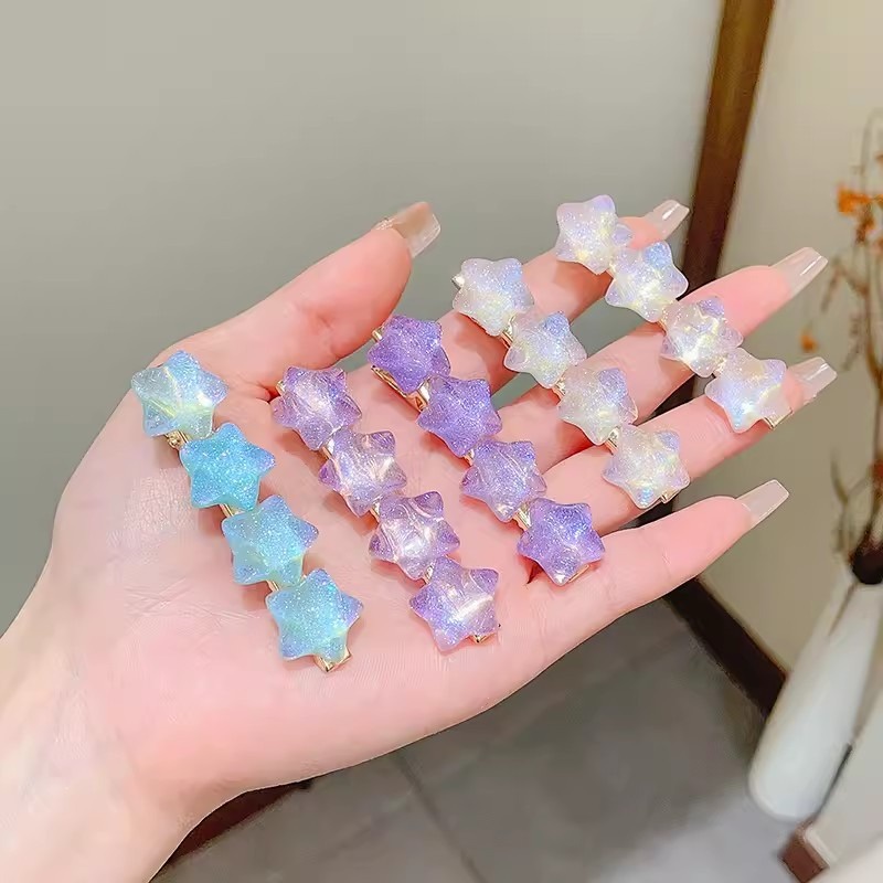 Set 2 Kẹp Tóc Hình Ngôi Sao Nhiều Màu Sắc y2k Cho Bé Gái