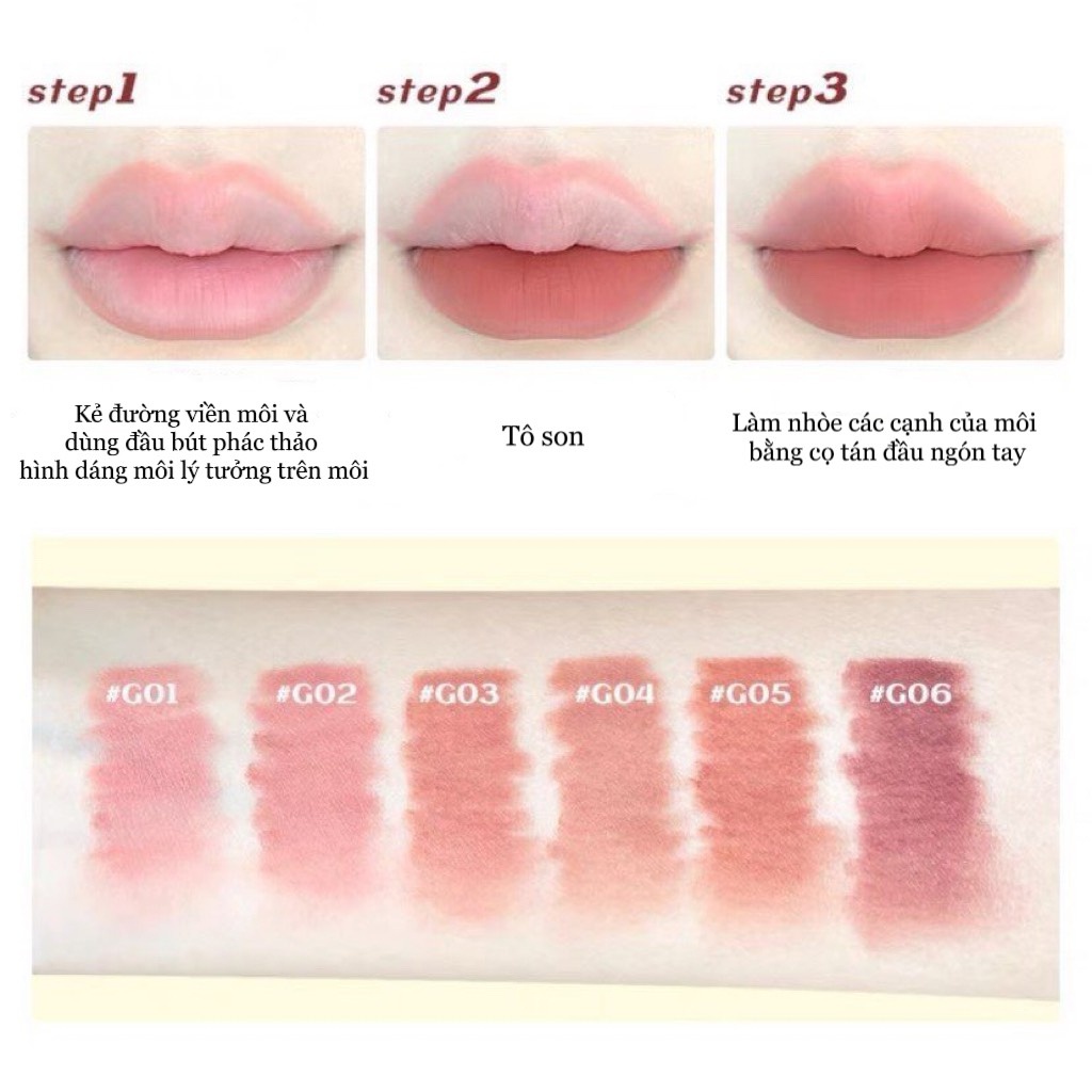 Bút Chì Kẻ Viền Môi GOGO TALES Velvel Fog Lipliner GT531 hiệu ứng 3D môi siêu xinh