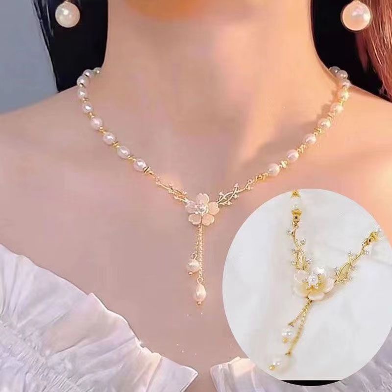 Vòng Cổ Ngọc Trai Phong Cách Mới Thời Trang Cao Cấp Thiết Kế Niche Dây Xích Xương Đòn Nữ