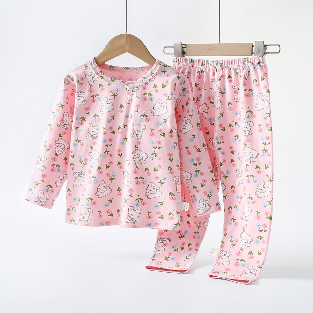 Bộ Đồ Ngủ 2 Món Bằng Vải cotton In Họa Tiết Chất Lượng Cao Thời Trang Mùa Thu 2023 Kích Thước 100-170 Dành Cho Bé Gái
