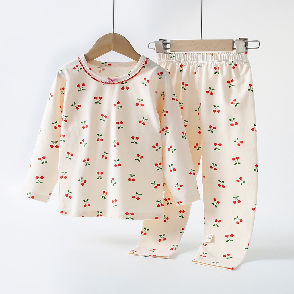 Bộ Đồ Ngủ 2 Món Bằng Vải cotton In Họa Tiết Chất Lượng Cao Thời Trang Mùa Thu 2023 Kích Thước 100-170 Dành Cho Bé Gái