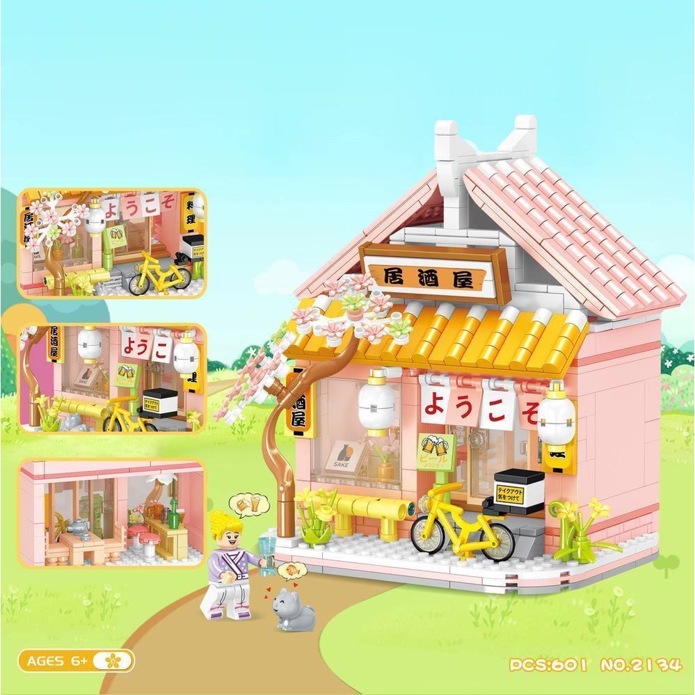 Mô Hình Thành Phố Nhà nghỉ rượu Ngôi nhà hoa anh đào Bộ Đồ Chơi nhà Lắp Ráp-Món quà lý tưởng cho người thân và bạn bè