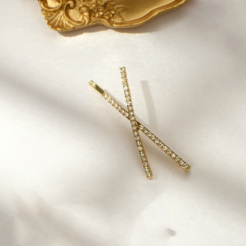 Kẹp Tóc Kim Loại Hình Chữ Thập Đính Đá Tinh Tế Phong Cách Mới