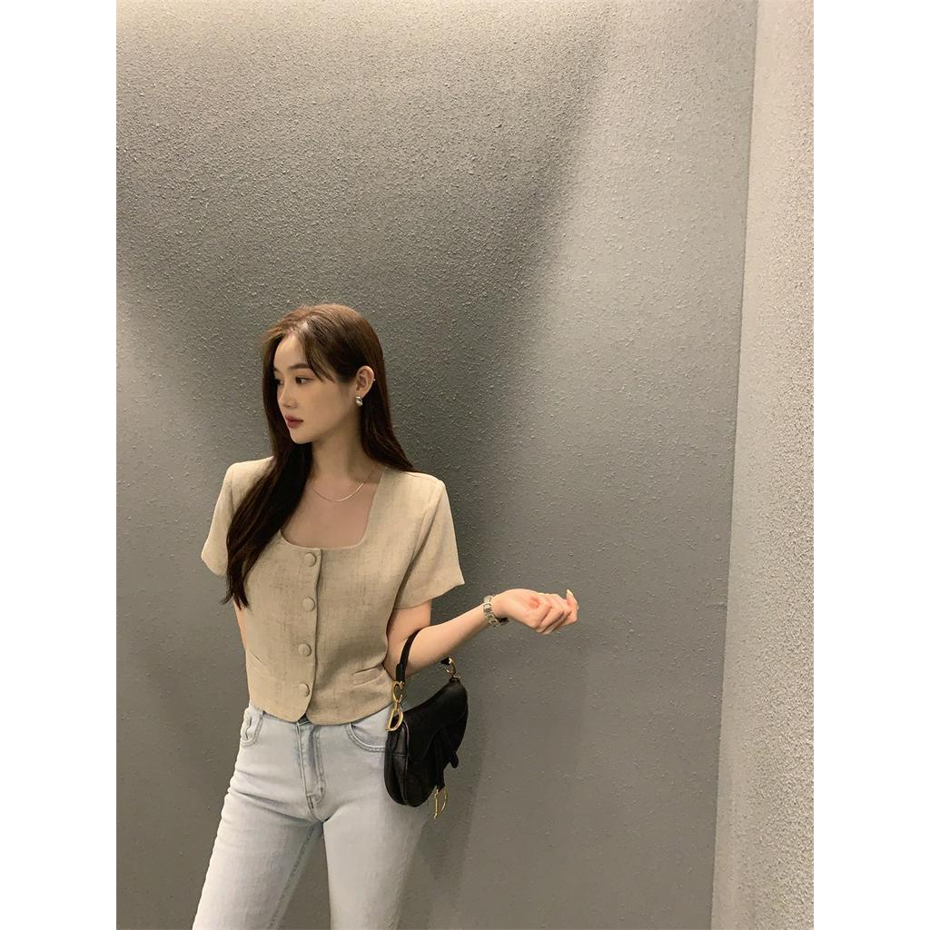 Áo blazer nữ tay ngắn chất vải linen cao cấp MA103 | BigBuy360 - bigbuy360.vn