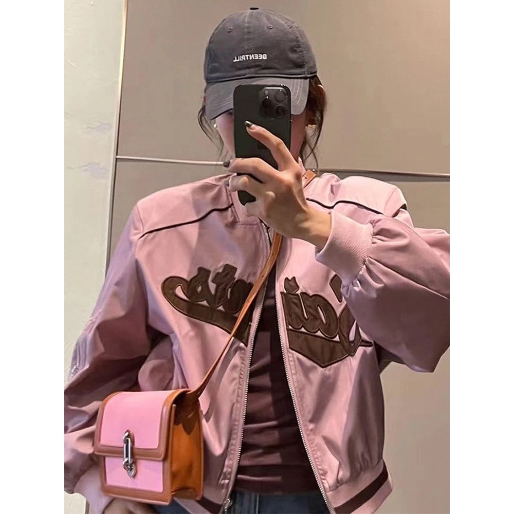 Áo khoác bomber nữ croptop saints bo tay chun trẻ trung phong cách MA098