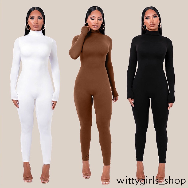 Cửa Hàng Wittygirls_Bộ Hàng | Bộ Áo Liền Quần Thể Thao Màu Trơn Thời Trang Thu Đông Mới Cho Nữ