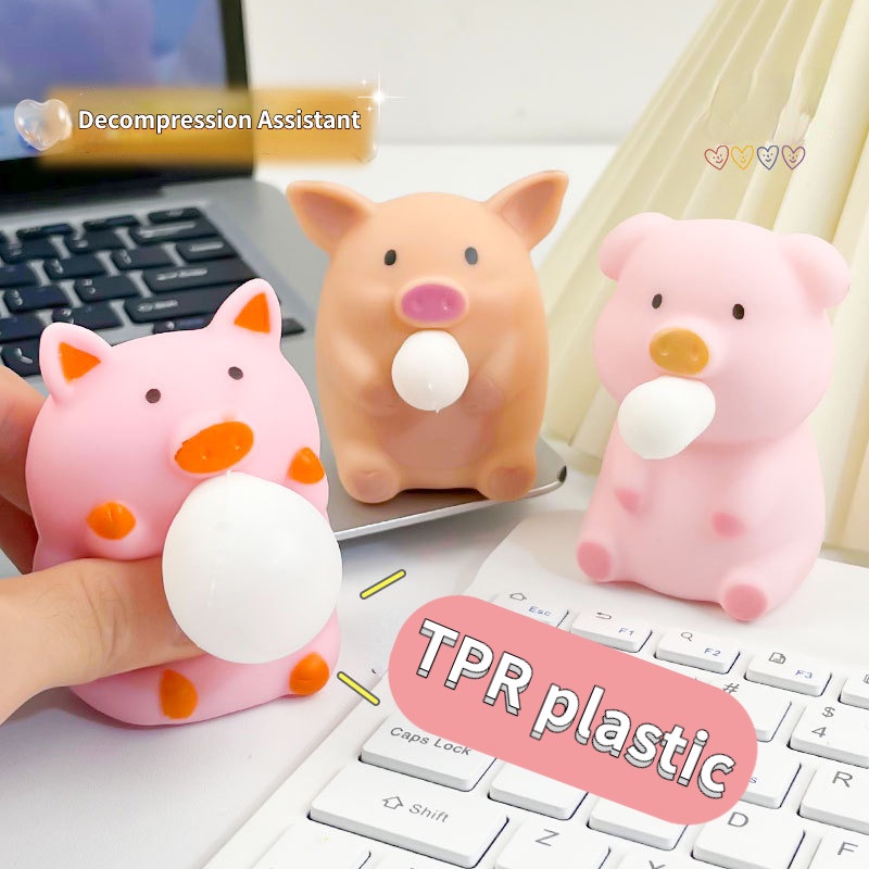 Tpr Đồ Chơi Thổi Bong Bóng Bằng Nhựa Hình Chú Heo Nhỏ Dễ Thương Có Nhạc / Đồ Chơi Nén Và Thông Hơi