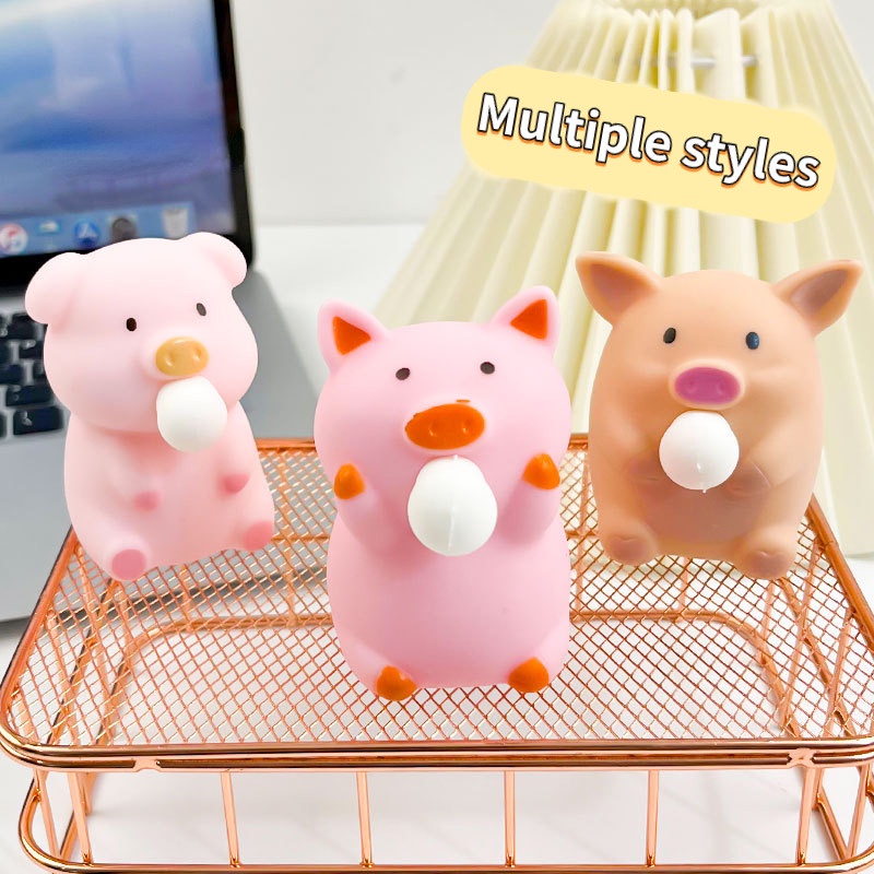 Tpr Đồ Chơi Thổi Bong Bóng Bằng Nhựa Hình Chú Heo Nhỏ Dễ Thương Có Nhạc / Đồ Chơi Nén Và Thông Hơi