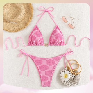 Bikini 2 mảnh tam giác họa tiết hoa hồng nổi sexy bh40
