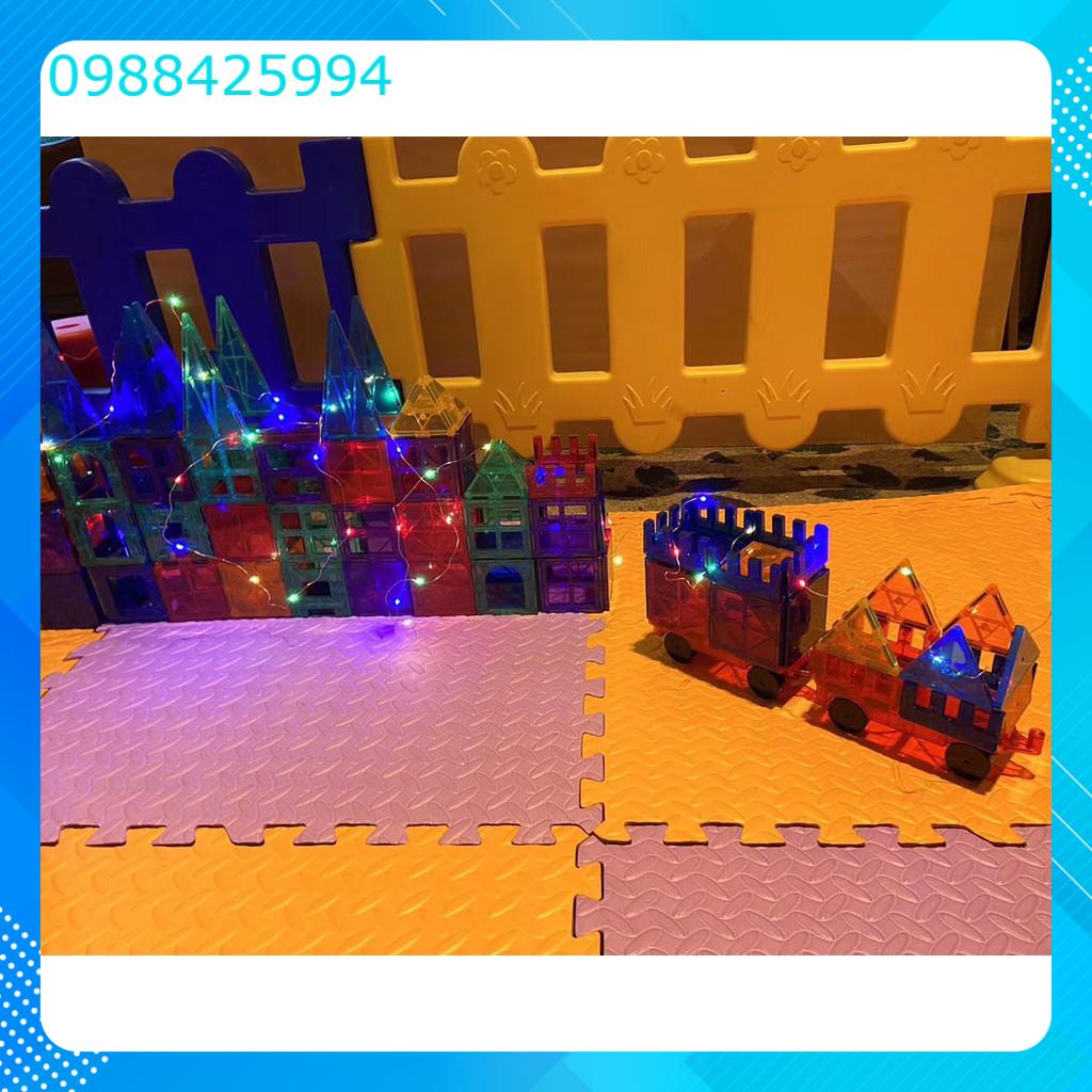 120 chi tiết Đồ chơi  xếp hình nam châm trong suốt Magna tiles 120 chi tiết xếp hình 3d đồ chơi thông minh