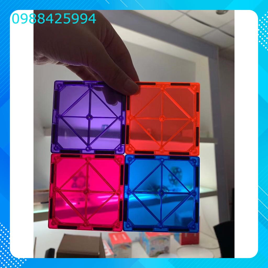 120 chi tiết Đồ chơi  xếp hình nam châm trong suốt Magna tiles 120 chi tiết xếp hình 3d đồ chơi thông minh