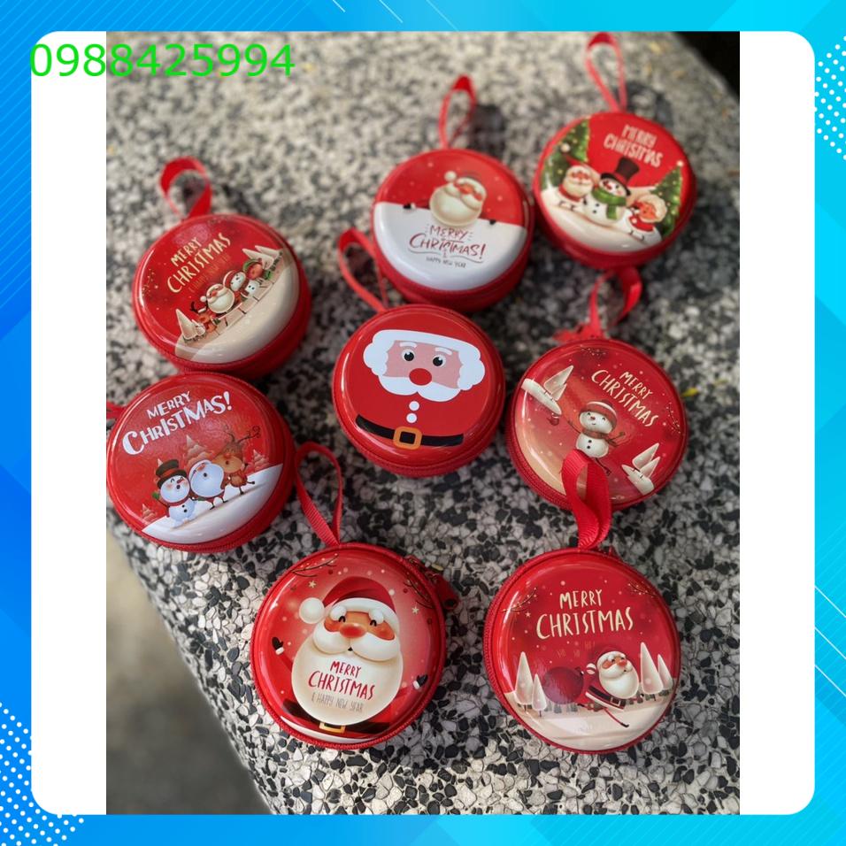 Ví Noel quà tặng mini dáng tròn đựng tai nghe ,cáp sạc điện thoại, chìa khóa, xinh xắn Hot Trending 2022
