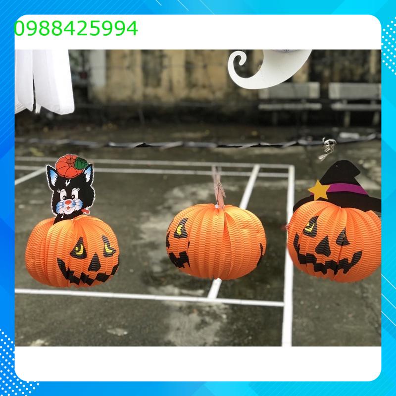 Các loại đèn lồng giấy xếp dây treo trang trí halloween hình dơi, nhện, ma treo, bí ngô và Đèn lồng giấy tua