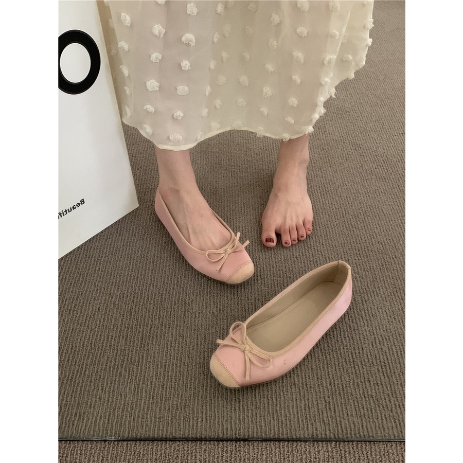 Lijia Giày Búp Bê Đế Bằng Mềm Mại Màu Bạc Phong Cách Pháp Thời Trang Cho Nữ