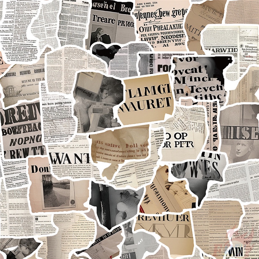 Bộ 50 Miếng Dán Trang Trí Độc Đáo Chất Lượng Cao ❉ Tạp Chí Nghệ Thuật Gãy retro Bộ 03 Sticker Dán Trang Trí Hình Tờ Báo Phong Cách vintage ❉ Thời Trang Sticker Dán Tường Chống Thấm Nước