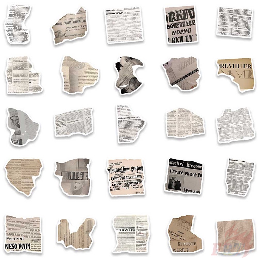 Bộ 50 Miếng Dán Trang Trí Độc Đáo Chất Lượng Cao ❉ Tạp Chí Nghệ Thuật Gãy retro Bộ 03 Sticker Dán Trang Trí Hình Tờ Báo Phong Cách vintage ❉ Thời Trang Sticker Dán Tường Chống Thấm Nước