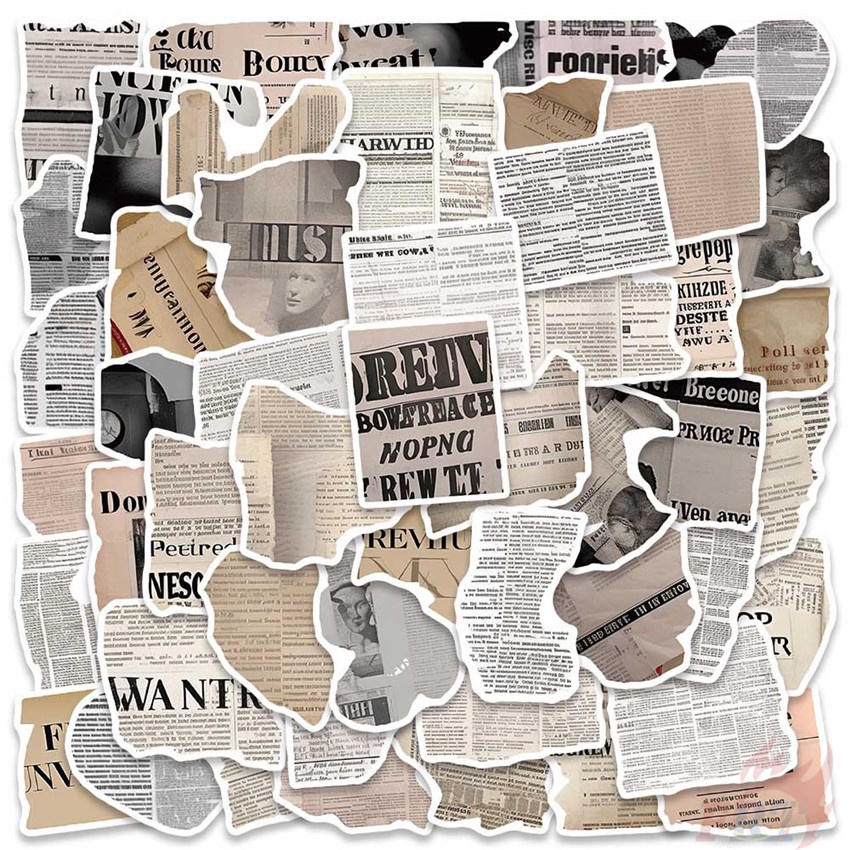 Bộ 50 Miếng Dán Trang Trí Độc Đáo Chất Lượng Cao ❉ Tạp Chí Nghệ Thuật Gãy retro Bộ 03 Sticker Dán Trang Trí Hình Tờ Báo Phong Cách vintage ❉ Thời Trang Sticker Dán Tường Chống Thấm Nước