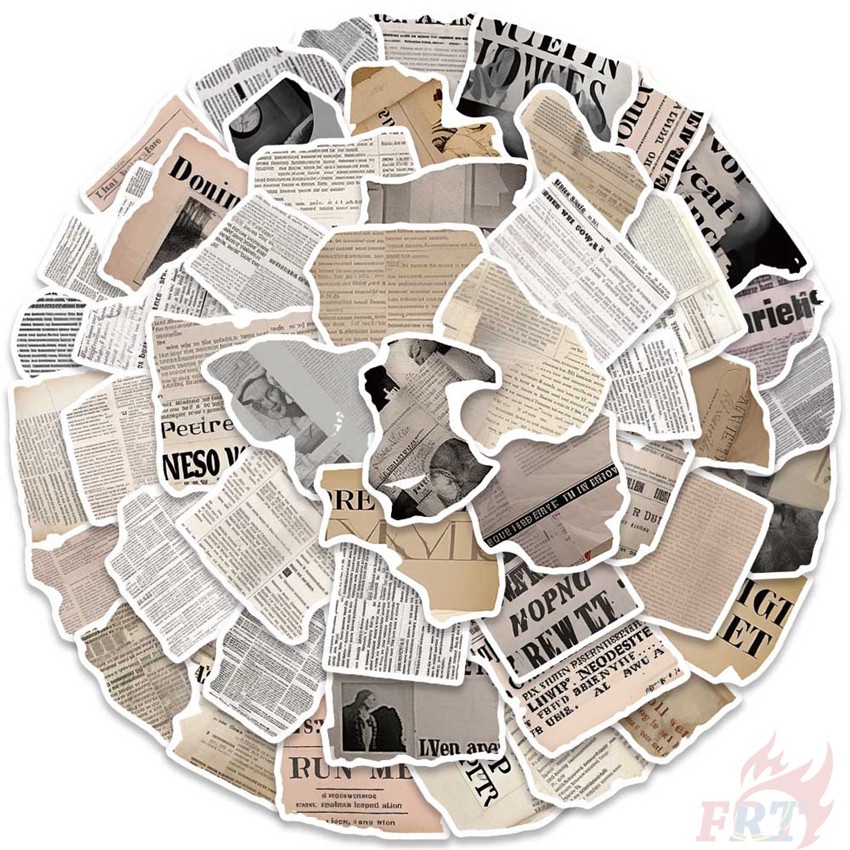 Bộ 50 Miếng Dán Trang Trí Độc Đáo Chất Lượng Cao ❉ Tạp Chí Nghệ Thuật Gãy retro Bộ 03 Sticker Dán Trang Trí Hình Tờ Báo Phong Cách vintage ❉ Thời Trang Sticker Dán Tường Chống Thấm Nước