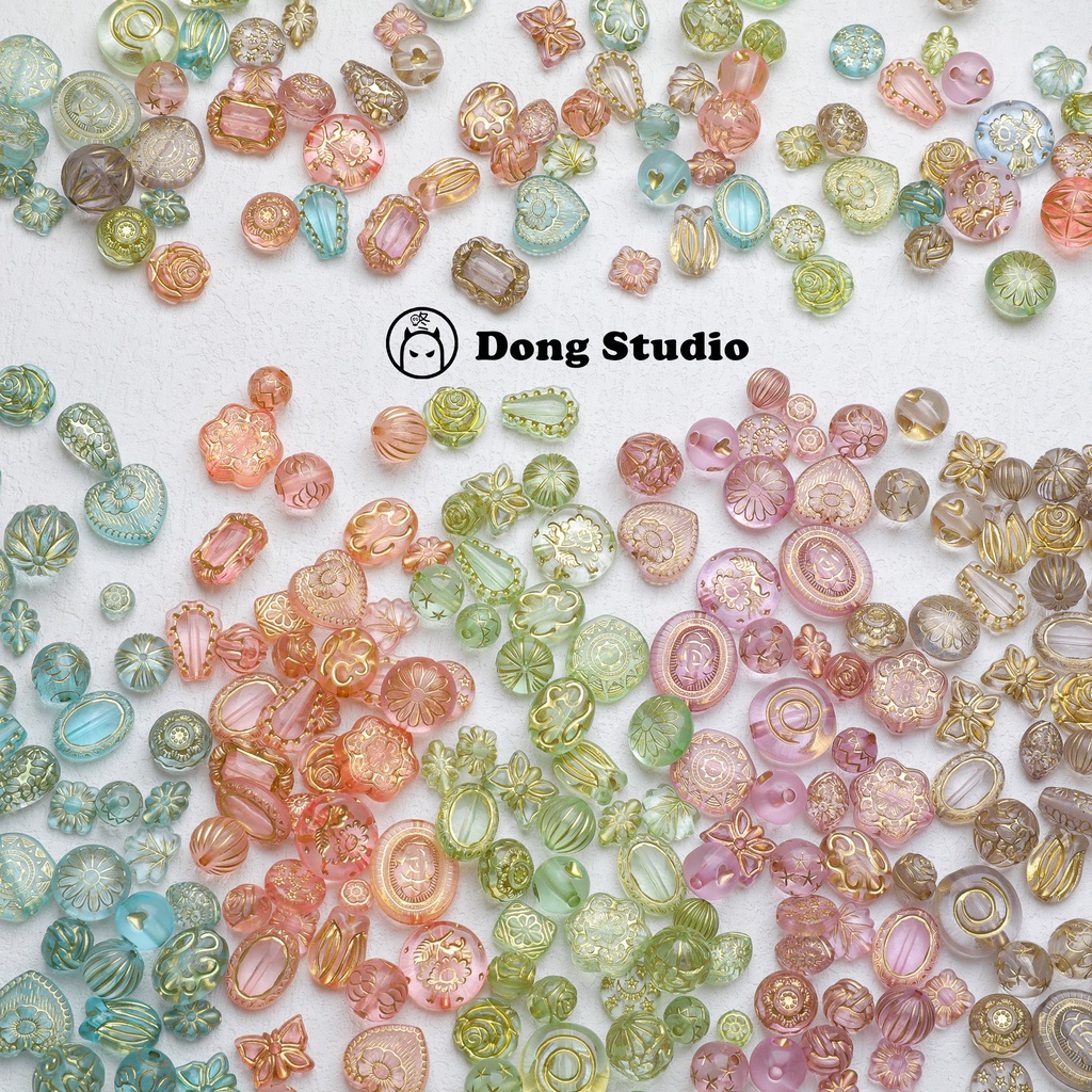 Set 70-90 Hạt Xỏ acrylic Trong Suốt Màu Vàng Ngẫu Nhiên Dùng Làm Trang Sức diy