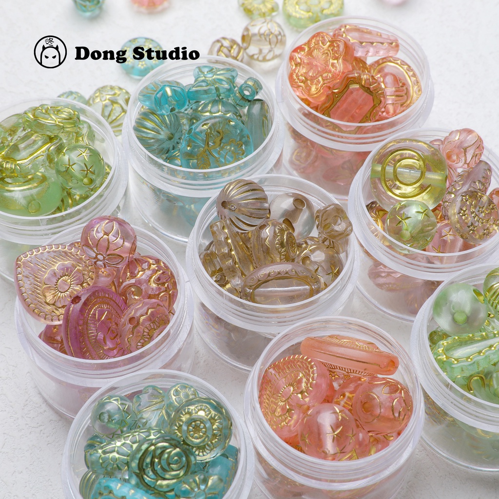 Set 70-90 Hạt Xỏ acrylic Trong Suốt Màu Vàng Ngẫu Nhiên Dùng Làm Trang Sức diy