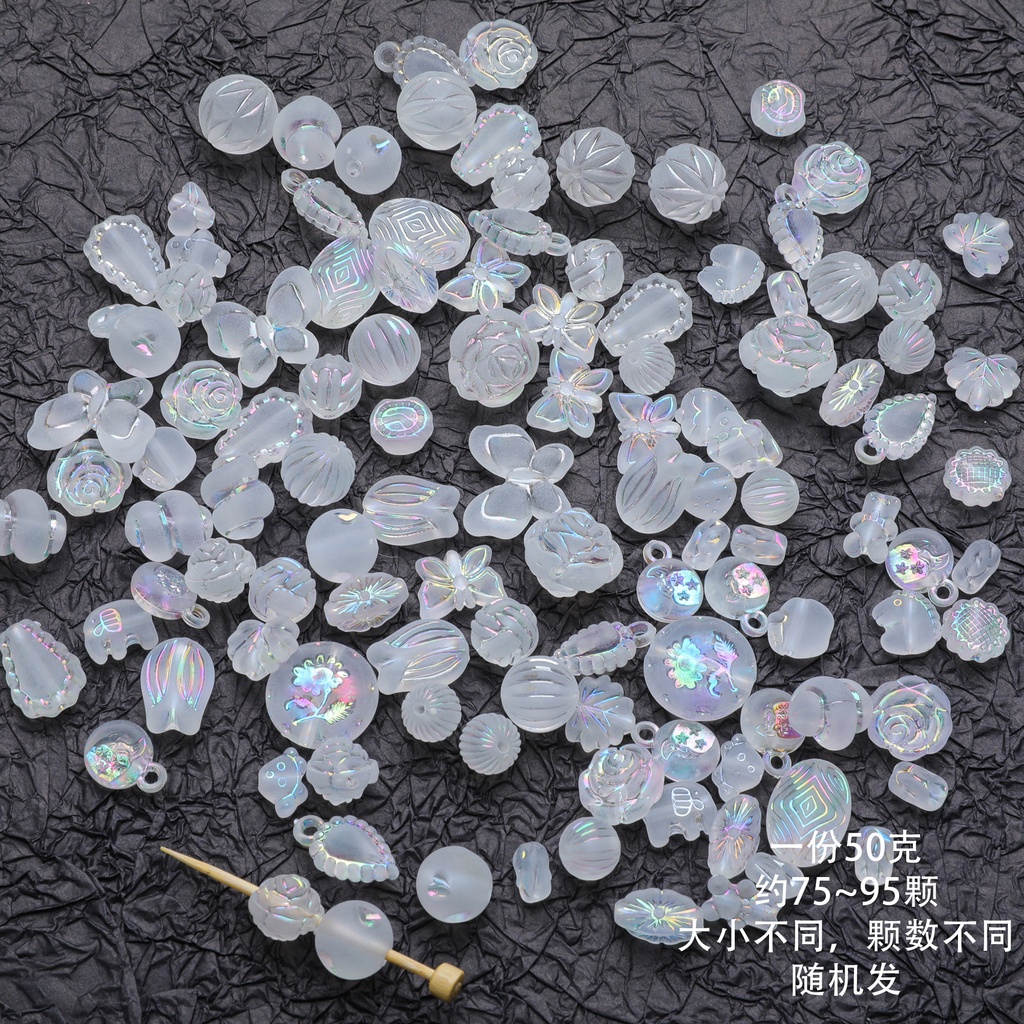 Set 70-90 Hạt Xỏ acrylic Trong Suốt Màu Vàng Ngẫu Nhiên Dùng Làm Trang Sức diy