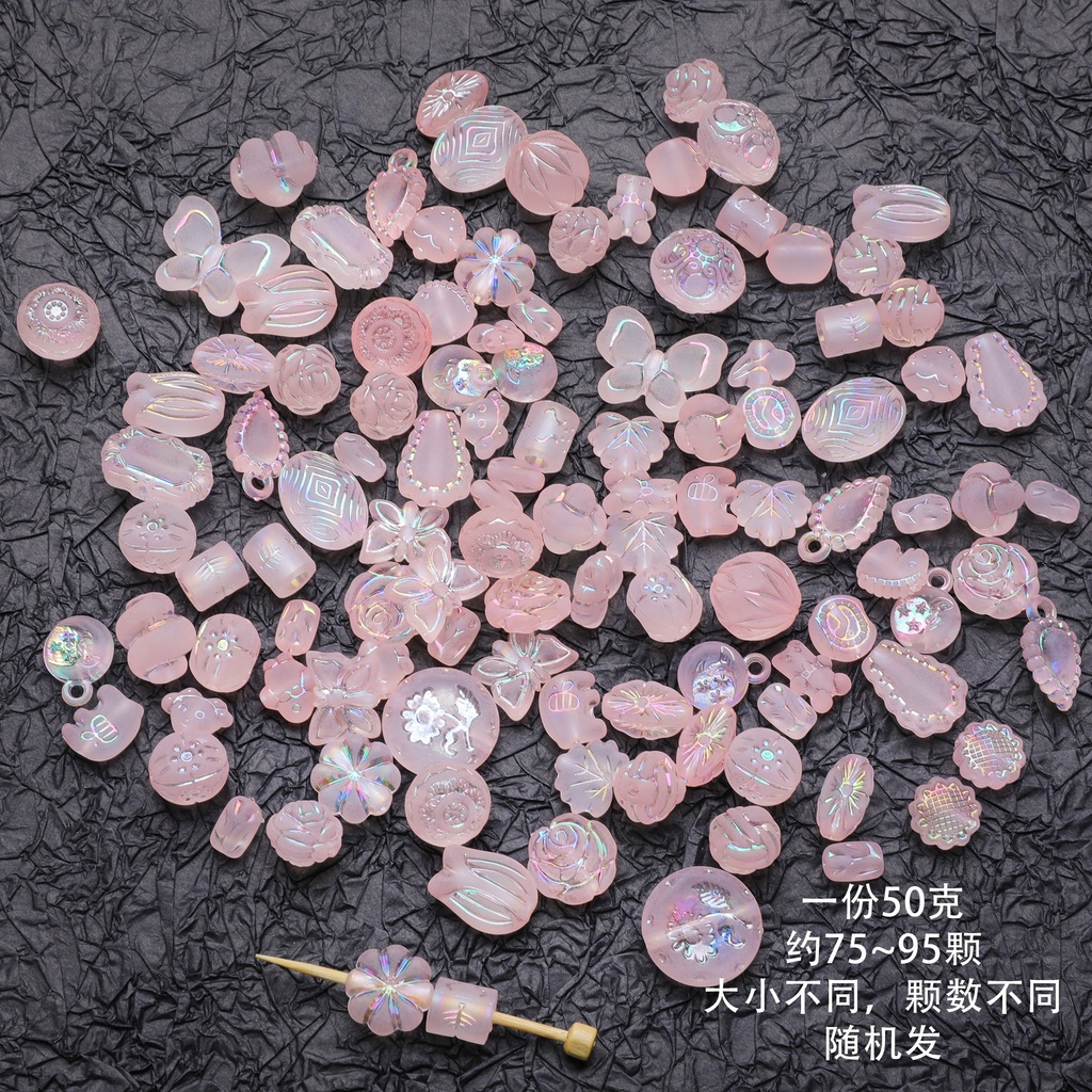 Set 70-90 Hạt Xỏ acrylic Trong Suốt Màu Vàng Ngẫu Nhiên Dùng Làm Trang Sức diy