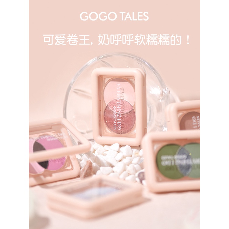 Gogotales Bảng Phấn Mắt Ba Màu Hoa Hồng Khô Tông Đất Màu Xám Hồng Lấp Lánh Ánh Ngọc Trai