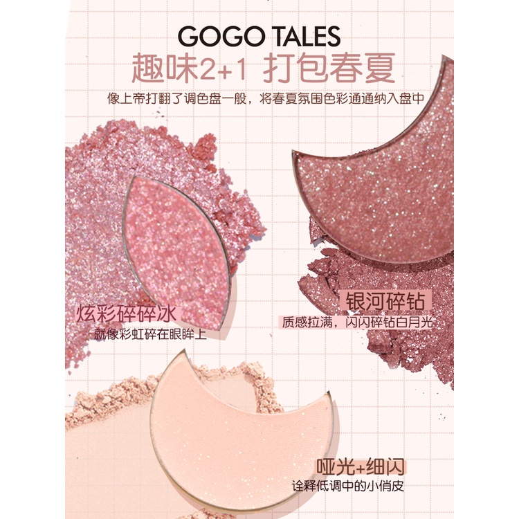 Gogotales Bảng Phấn Mắt Ba Màu Hoa Hồng Khô Tông Đất Màu Xám Hồng Lấp Lánh Ánh Ngọc Trai