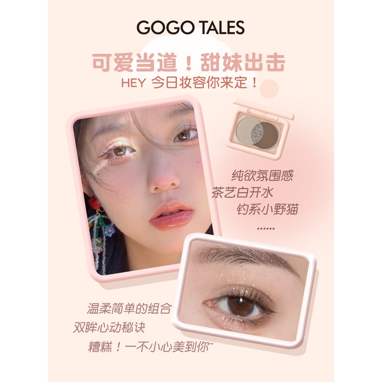 Gogotales Bảng Phấn Mắt Ba Màu Hoa Hồng Khô Tông Đất Màu Xám Hồng Lấp Lánh Ánh Ngọc Trai