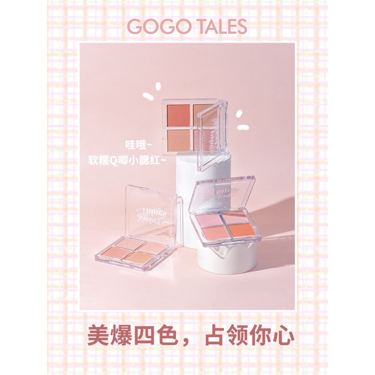 Gogotales Phấn Má Hồng Bốn Màu Trang Điểm nude Tự Nhiên Cho Nữ