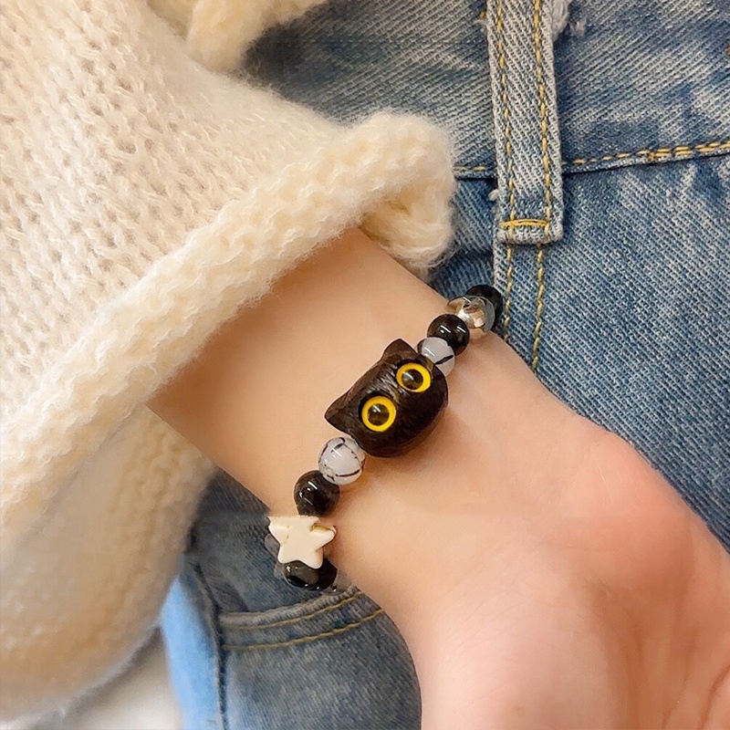 Vòng Tay Hình Mèo Đen Phong Cách Hàn Quốc Cho Cặp Đôi