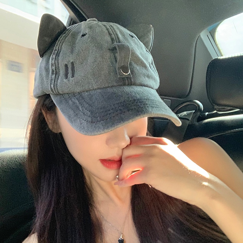 Mũ Lưỡi Trai Hình Tai Mèo Đeo Kính Mát Phong Cách hip hop Cho Cặp Đôi