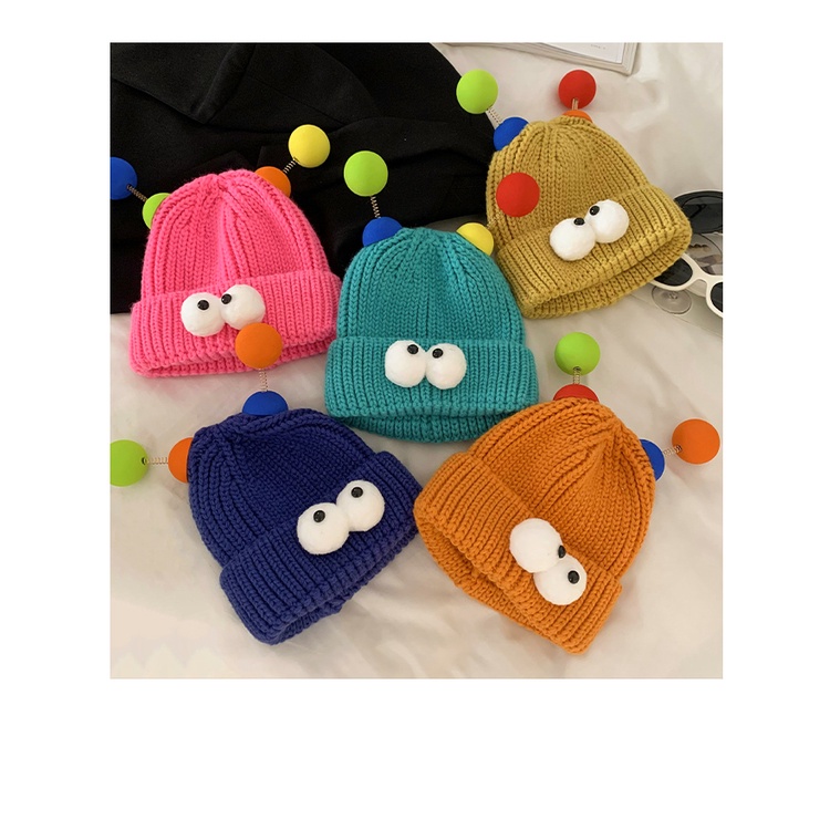 Hoạt Hình Mũ Len Dệt Kim Hình Quái Vật Mắt To Dễ Thương Thời Trang Thu Đông Cho Cặp Đôi